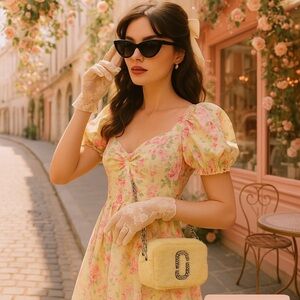 Marc Jacobs Luxe Snapshot Camera Bag Yellow Faux Fur Chain Strap NWT